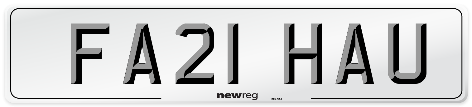 FA21 HAU Number Plate from New Reg